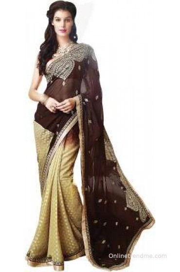 Hitansh Fashion Embriodered Fashion Georgette Sari